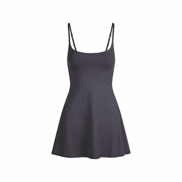 SKIMS Dresses & Skirts - SKIMS Smooth Layers Scoop Neck Mini Dress Medium In Graphite